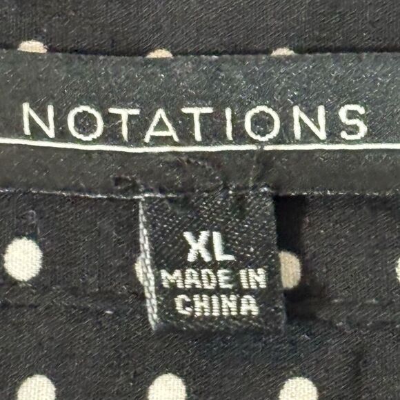 Notations XL black & white dot 2 pocket adjustable sleeve blouse - Picture 8 of 10